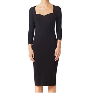 Chiara Boni Serenity Sheath Dress Women’s Size 12 Square Neck Midi Stretch Black